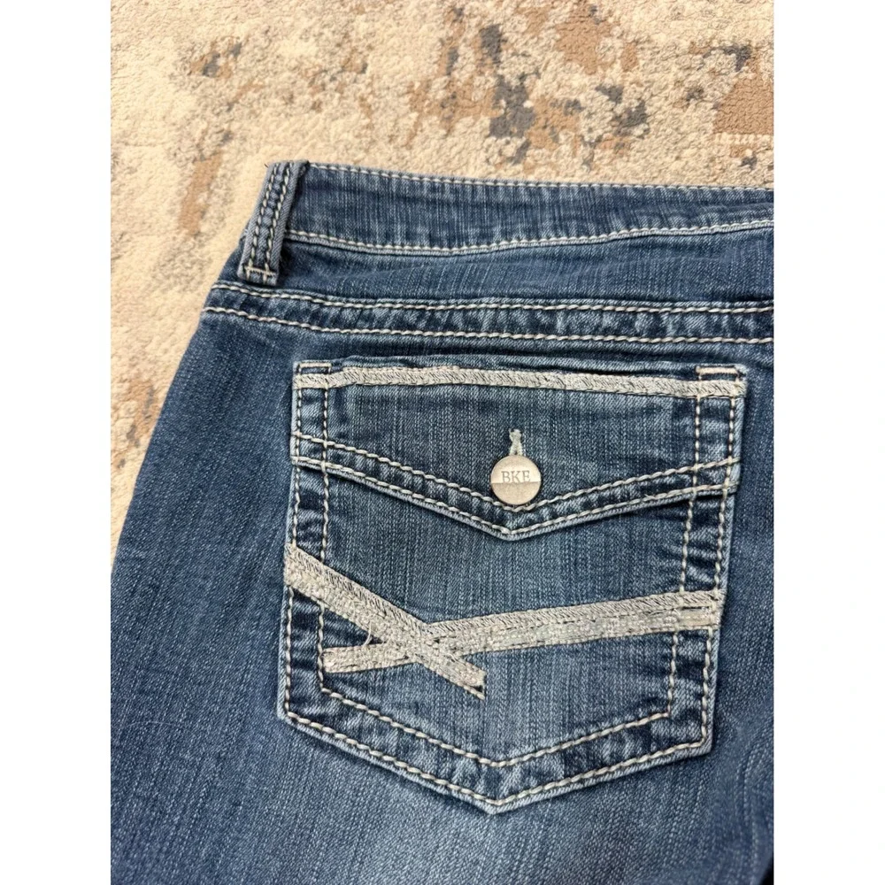 BKE Payton Bootcut Jeans Mens 34R Blue Mid Wash Flap Pocket Denim